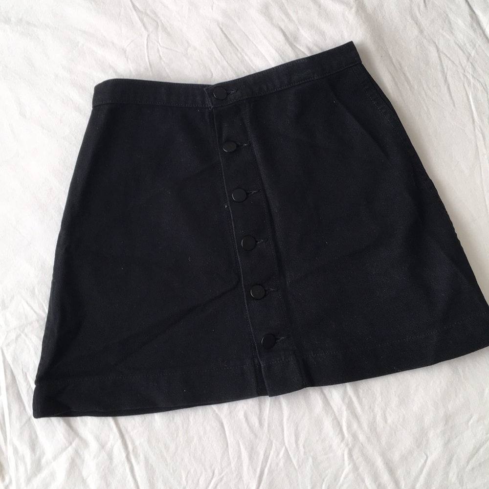 American Apparel Black Button Front Mini Skirt
